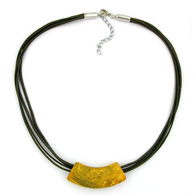 Necklace Tube Flat Curved Yellow-olive 50cm