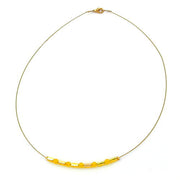 Necklace Glass Beads Yellow Mirrored
