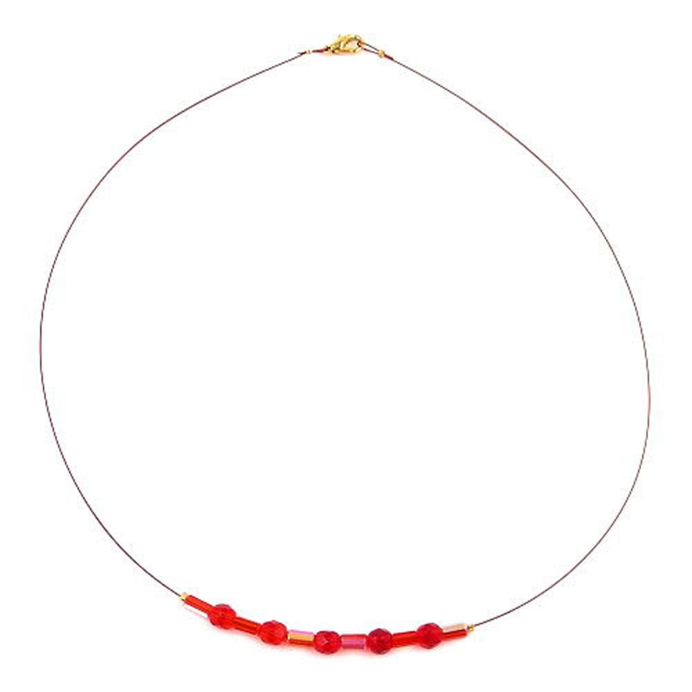 Necklace Glass Beads Red