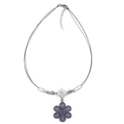 Necklace Flower Pendant Grey