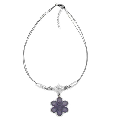 Necklace Flower Pendant Grey