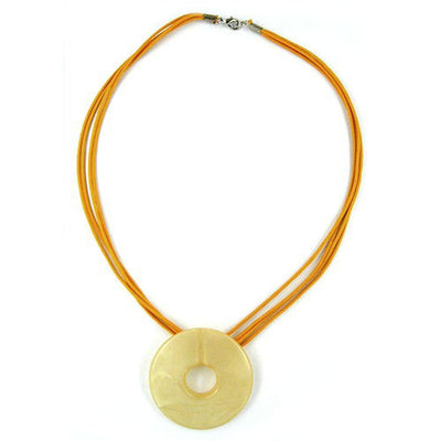 Necklace Round Pendant Yellow-orange