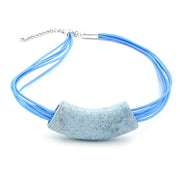 Necklace Tube Flat Curved Jeans-blue 50cm