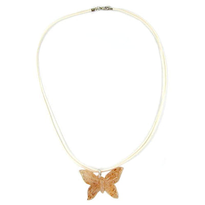 Necklace Butterfly White- Brown