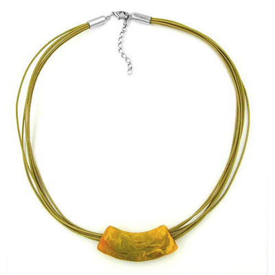 Necklace Tube Flat-curved Yellow-olive 50cm
