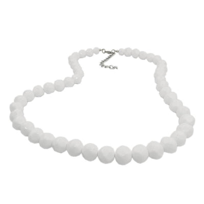 Necklace Beads 10mm White Shiny 50cm