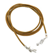 Leather Cord Red Clasp Rhodium-plated