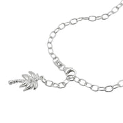 Anklet, Anchor Chain, Palm Charm, Silver 925, 25cm