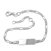 Id Bracelet, Figaro Chain, Silver 925