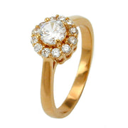 Ring With Zirconia, Flower, Gold Plated, 3 Micron