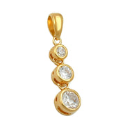 3 Round Zirconium Charm Pendant, Gold-plated