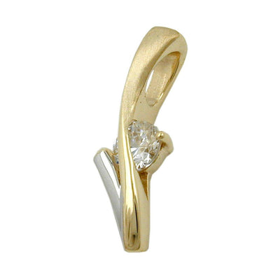 Pendant Two Tone Zirconia 9k Gold