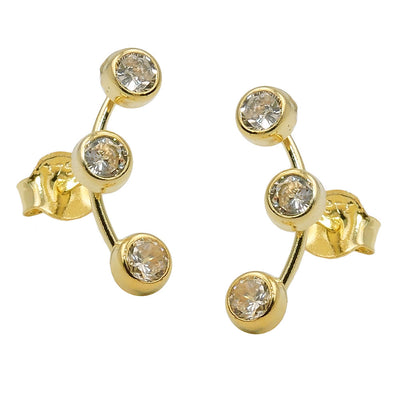 Earrings 3 Zirconias 8k Gold