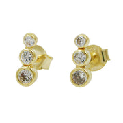 Earrings With 3 Zirconias 9k Gold