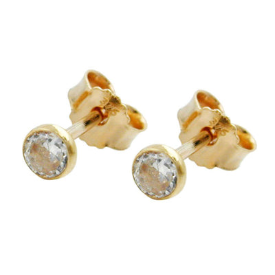 Stud Earrings Small Cubic Zirconia 9k Gold