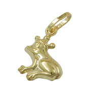 Pendant Fairytale Frog With Crown Shiny 9k Gold