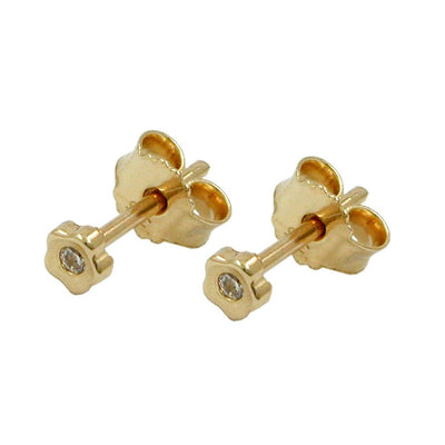 Earrings Flower Cubic Zirconia 9k Gold
