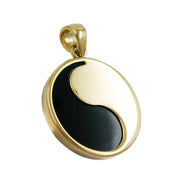 Yin-yang Onyx 9k Gold Charm, 15mm