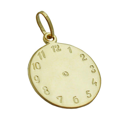 Baby's Christening Engravable Clock Charm Pendant, 9k Gold