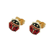 Earrings Ladybird Red-black 9k Gold