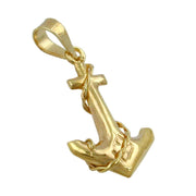9k Gold Anchor with Rope Charm Pendant
