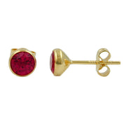 Stud Earrings Ruby Red 6mm 8k Gold