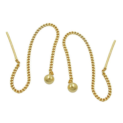 Earrings Thin Curb Chain 8k Gold