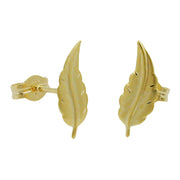Stud Earrings Matte Finished Leaf 8k Gold