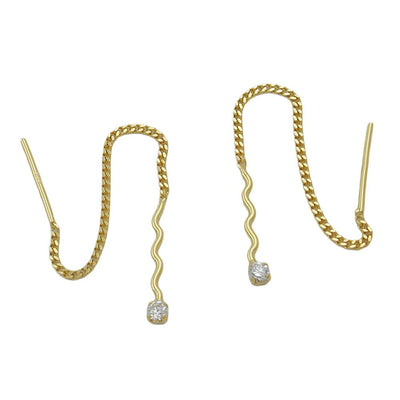 Chain Earrings Wave With Zirconia 8k Gold