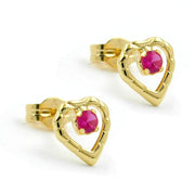 Stud Earrings Heart With Zirconia 8k Gold