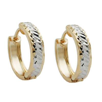 Hoop Earrings Bicolour Two Tone 9k Gold