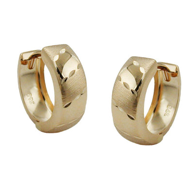 Hoop Earrings Diamond Cut 9k Gold