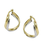 Hoop Earrings Two Tone 9k Gold