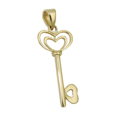 Pendant Heart And Key 9k Gold