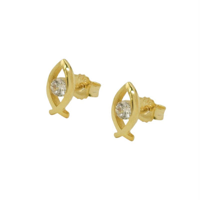 Earring Studs Fish Jesus-sign 9k Gold