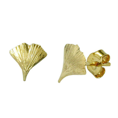 Earrings Ginkgo Leaf 9k Gold