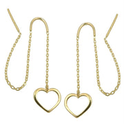 Earrings Box Chain 93mm Heart 9k Gold