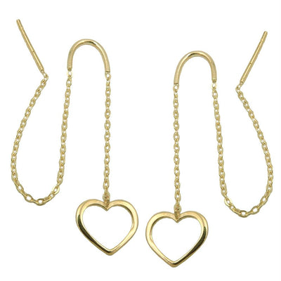 Earrings Box Chain 93mm Heart 9k Gold