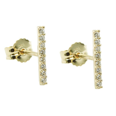 Stud Earrings 8 Zirconias 9k Gold