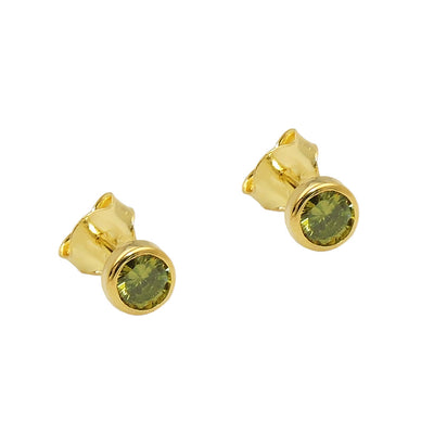 Stud Earrings 4mm Zirconia Olive 9k Gold