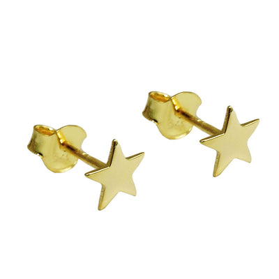 Stud Earrings Star Polished Flat 9k Gold