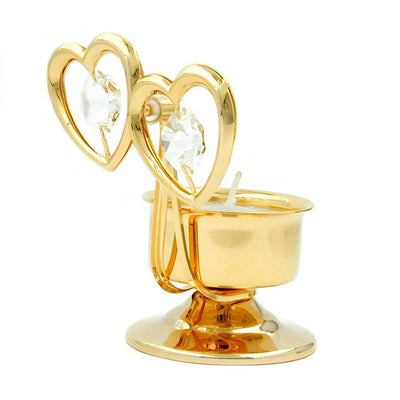 Candle Holder 2 Hearts With Crystal Elements