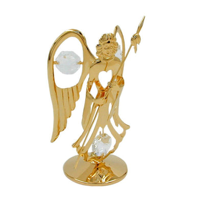 Angel With Spear With Crystal Elements Gold Plated