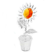 Sunflower With Crystal Elements Silver Plated