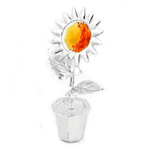 Sunflower With Crystal Elements Silver Plated