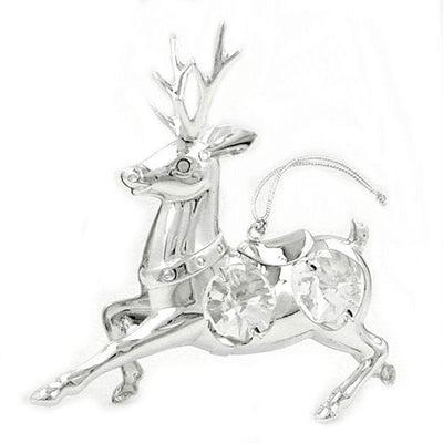 Hanging Decoration Deer With Crystal Elements Silver Plated