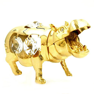 Hippopotamus With Crystal Elements Gold Plated