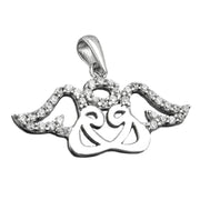 Double Angel Wings Charm Pendant, Silver 925