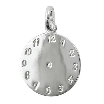 Baby's Christening Engravable Clock Charm Pendant, Silver 925