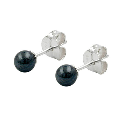Stud Earrings Hematite 4mm Silver 925